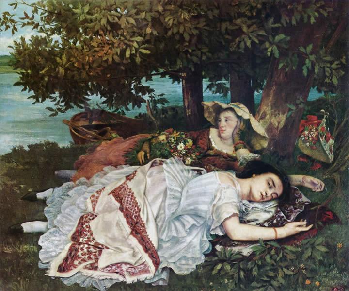 Gustave Courbet The Young Ladies on the Banks of the Seine detail